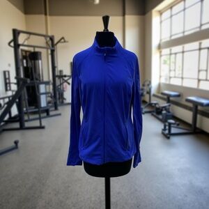 Avia Women’s Athletic Jacket L Purple Zip Pockets Thumb Holes